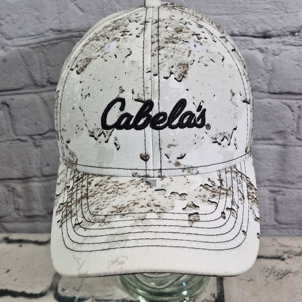 Cabelas Tundra Camo Snapback Hat Cap Snow Outdoors Winter Men Women White Gray